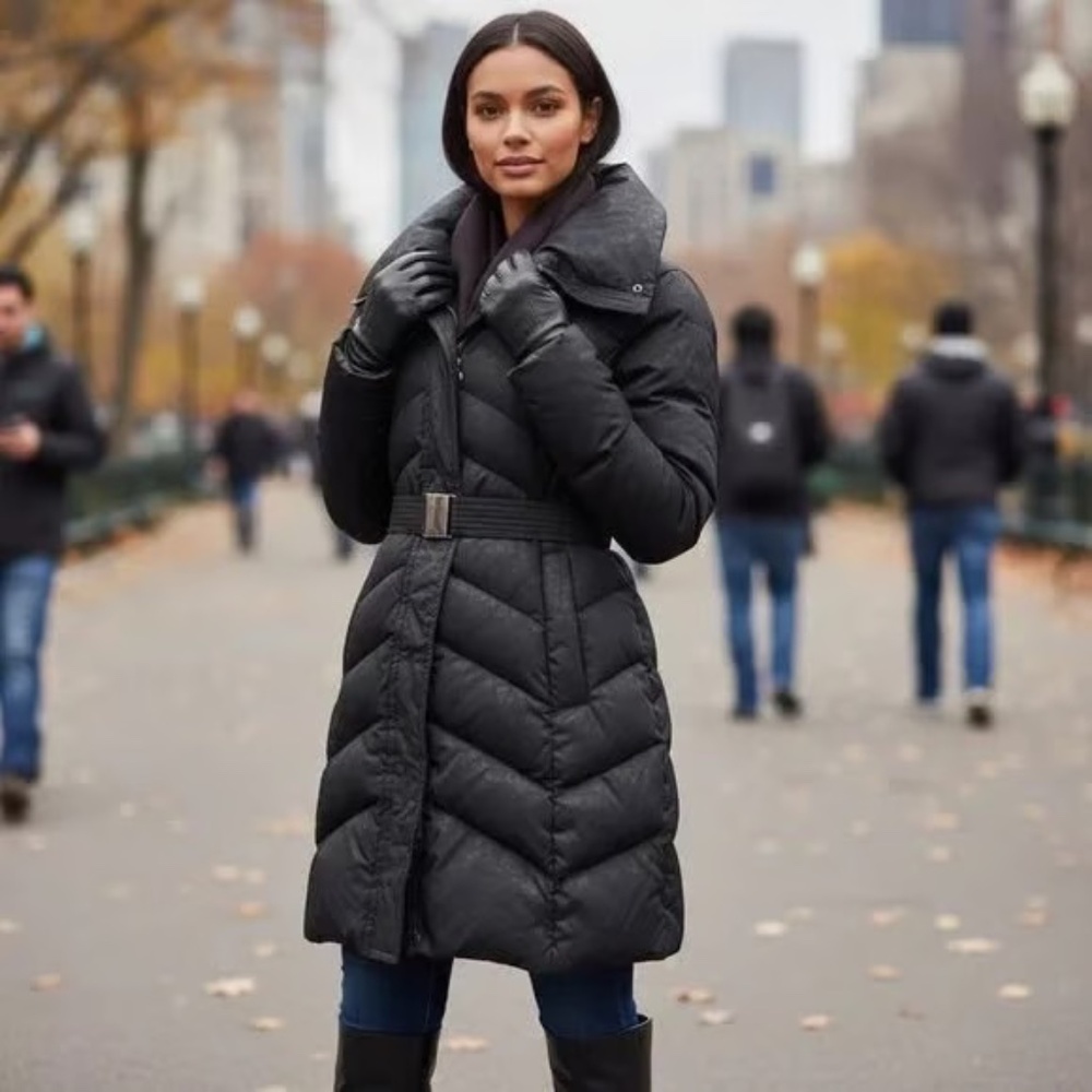 Marc New York Long Length Down Puffer Coat Black Medium